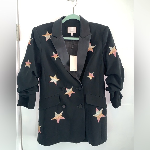 Cinq A Sept Lila Embroidered Star Black Blazer Jacket Size 2 New with tags - Picture 7 of 10